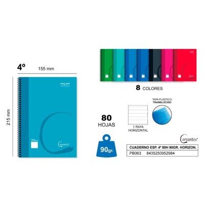 CUADERNO ESP. 4º 80H 90GR HORIZONTAL PP
