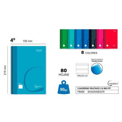 CUADERNO CUARTILLA PAUTADO 3.5 80H PP