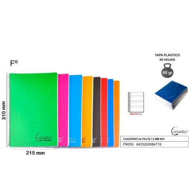 CUADERNO FOLIO PAUTA 3.5 80H PP
