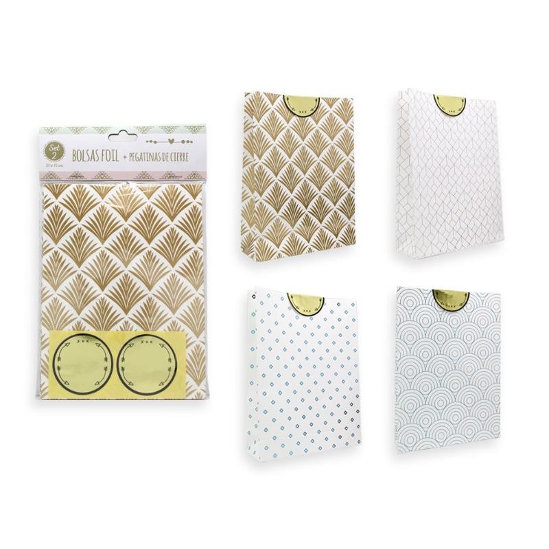 SET 2 BOLSAS FOIL 20X15 CM C/PEGATINAS DE CIERRE