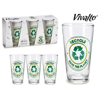 JUEGO 3 VASOS REFRESCO RECYCLE 31 CL