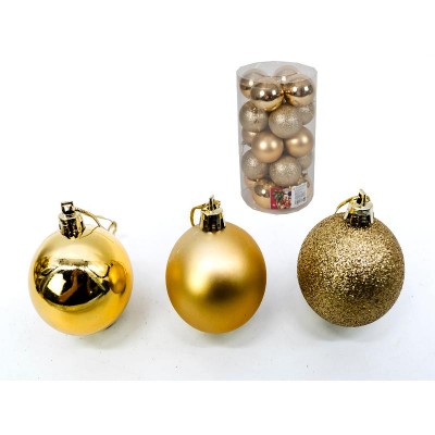 PAQ .20 BOLAS DE NAVIDAD ORO 8CM. SURT.