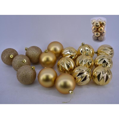BOTE BOLA NAVIDAD NIZA X16 ORO 8 CM SURT