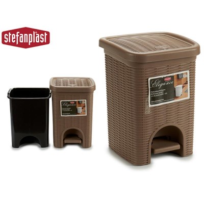 PAPELERA ELEGANCE PEQ 6L BEIGE 20.5X20.5X28 CM