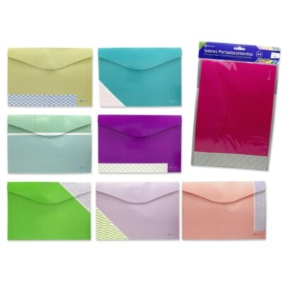 SET 2 SOBRES PORTADOCUMENTOS A4 NEON-PASTEL