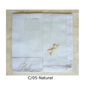 GASA BORDADA 100% ALGODON 2 PZ 45X45 CM NATURAL