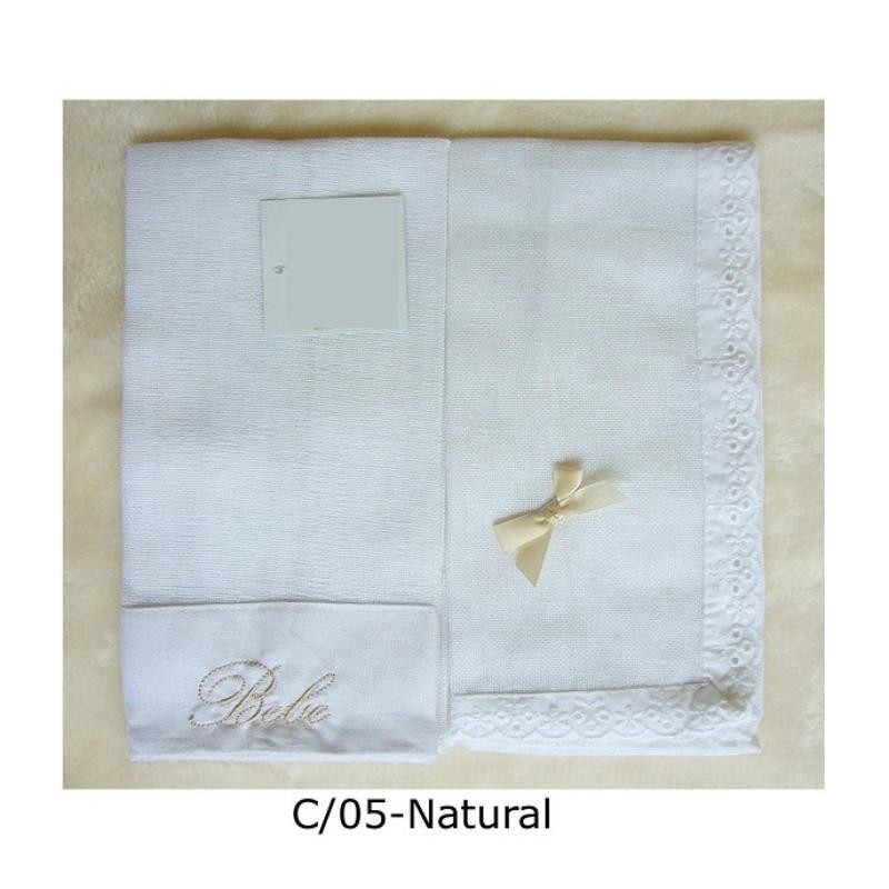 GASA BORDADA 100% ALGODON 2 PZ 45X45 CM NATURAL