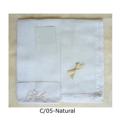 GASA BORDADA 100% ALGODON 2 PZ 45X45 CM NATURAL
