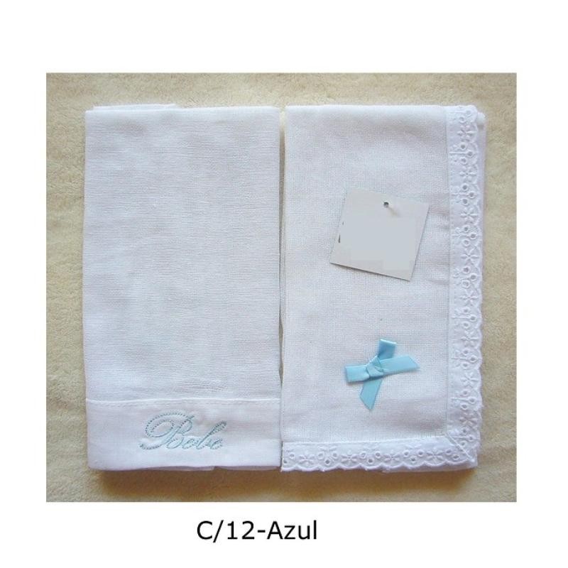 GASA BORDADA 100% ALGODON 2 PZ 45X45 CM AZUL