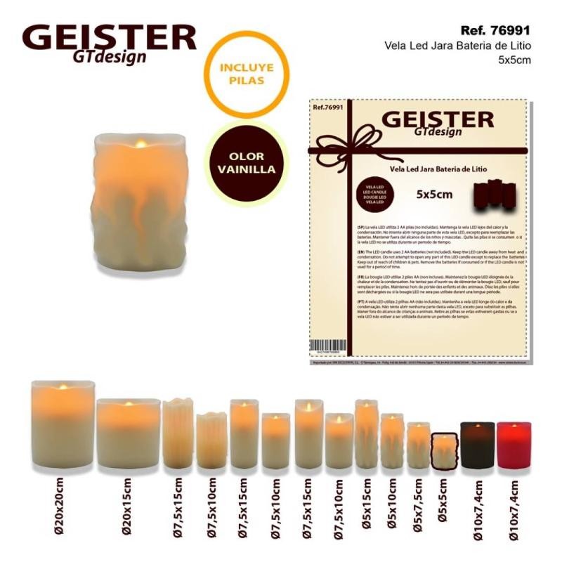 VELA LED JARA BAT. LITIO 5X5 CM
