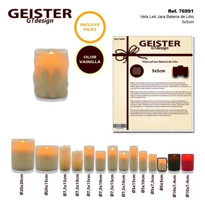 VELA LED JARA BAT. LITIO 5X5 CM