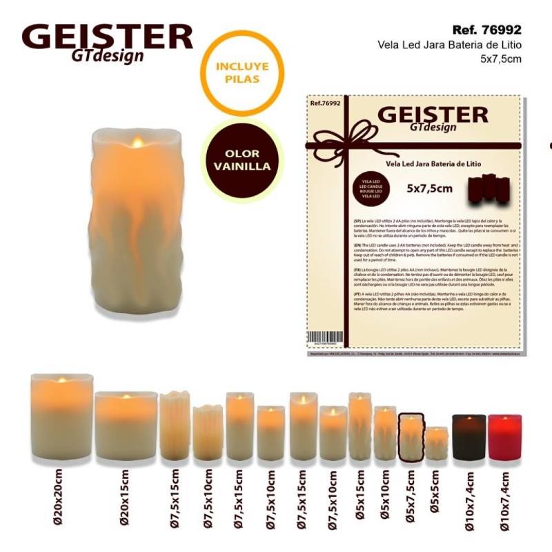 VELA LED JARA EFECTO LLAMA 5X7.5 CM