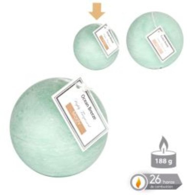 VELA BOLA PERFUMADA TURQUESA 7.5 CM.