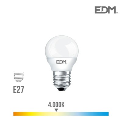 BOMBILLA ESFERICA LED E27 5W 400LM 4000K LUZ DIA EDM