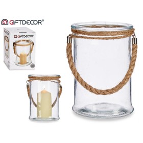 PORTAVELA CRISTAL CUERDA GRANDE 14,5 x 14,5 x 21 cm.