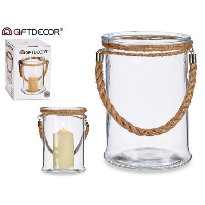 PORTAVELA CRISTAL CUERDA GRANDE 14,5 x 14,5 x 21 cm.