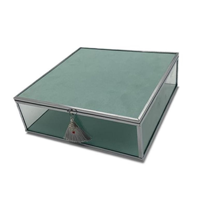 CAJA CRISTAL TURQUESA 20*20*6 CM