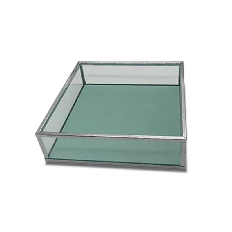 BANDEJA CRISTAL TURQUESA 15*15*4 CM