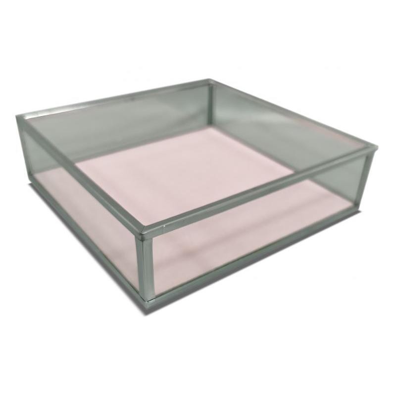 BANDEJA CRISTAL ROSA 15*15*4 CM