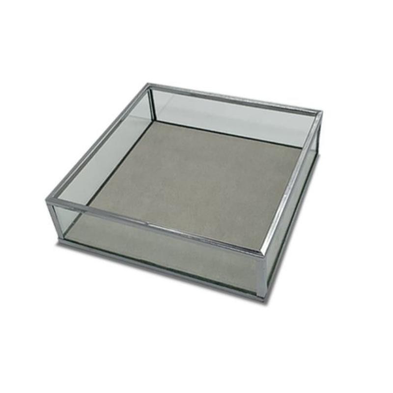 BANDEJA CRISTAL GRIS 15*15*4 CM