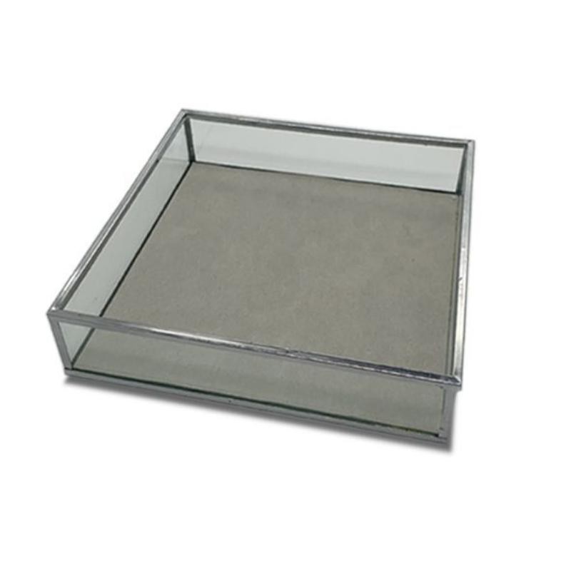 BANDEJA CRISTAL GRIS 18*18*4 CM