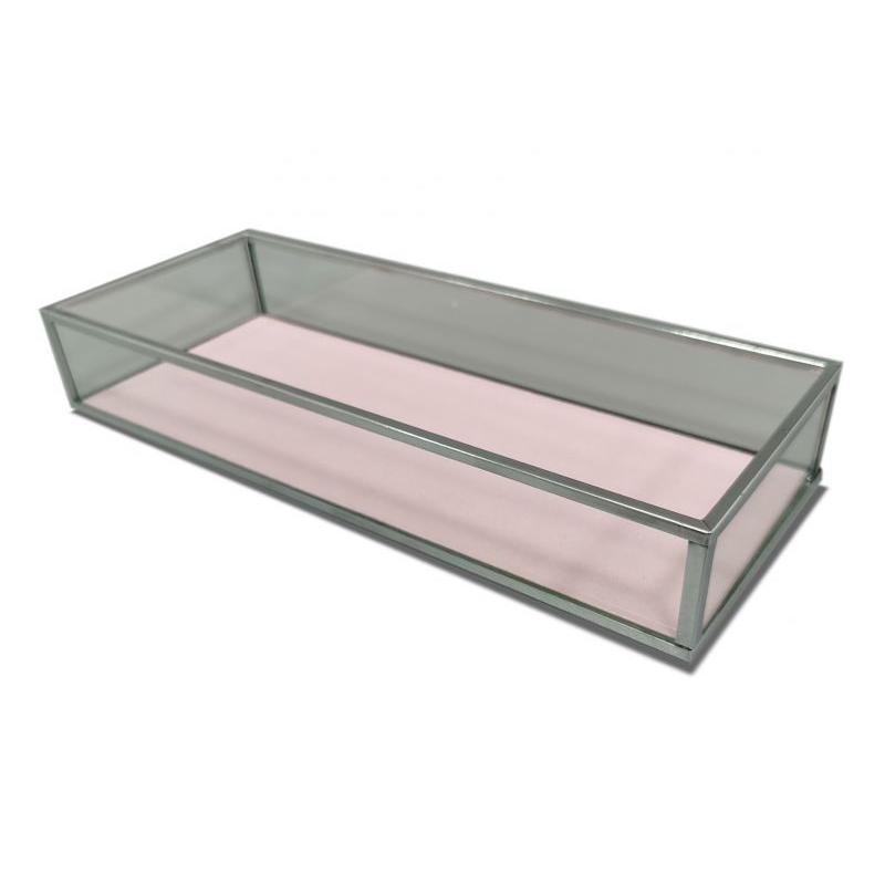 BANDEJA CRISTAL ROSA 26*10*4 CM