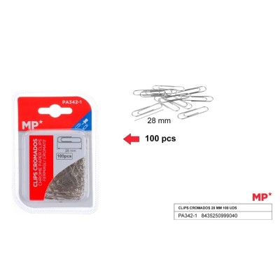 CLIPS CROMADOS 28 MM 100 UDS