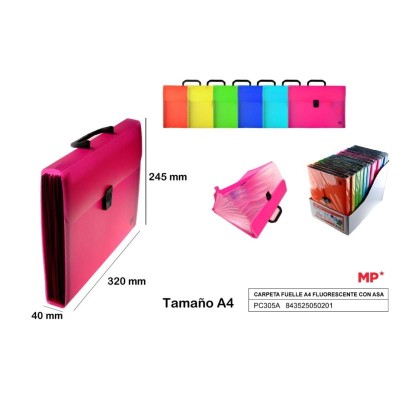 CARPETA FUELLE CON ASA A4 FLUORESCENTE