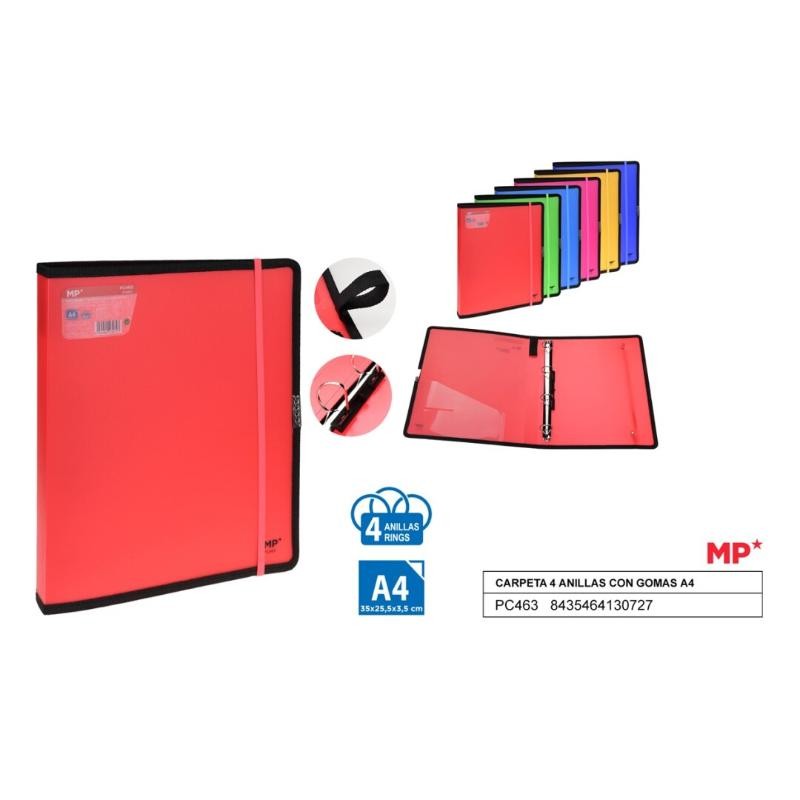 CARPETA 4 ANILLAS CON GOMAS A4