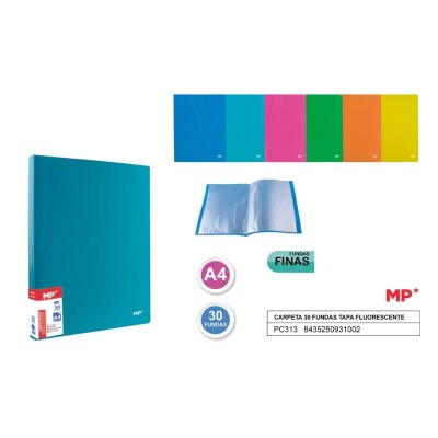 CARPETA 30 FUNDAS A4 TAPA FLUORESCENTE