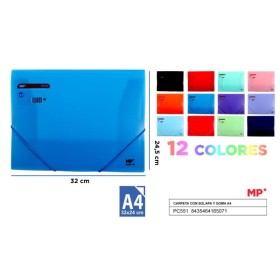 CARPETA CON SOLAPA Y GOMA A4 SURT