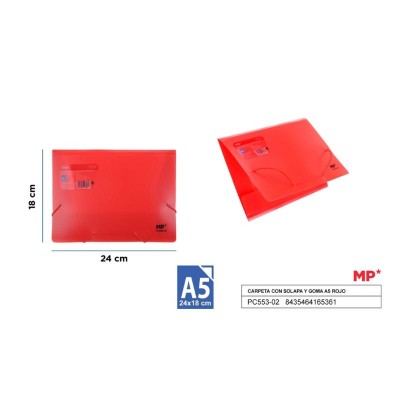 CARPETA CON SOLAPA Y GOMA A5 ROJO
