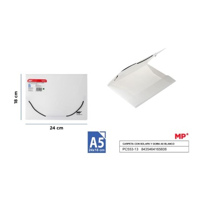CARPETA CON SOLAPA Y GOMA A5 BLANCO