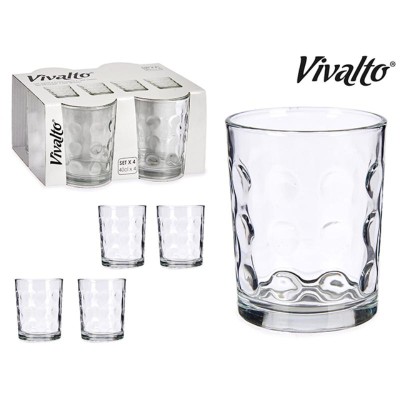 JUEGO 4 VASOS CRISTAL PUNTOS 400ML.