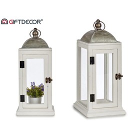 FAROL MADERA BLANCA RECTANGULAR MEDIA