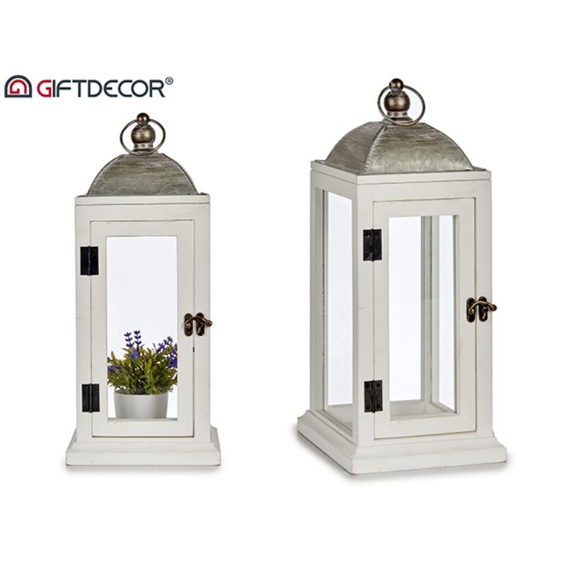 FAROL MADERA BLANCA RECTANGULAR MEDIA