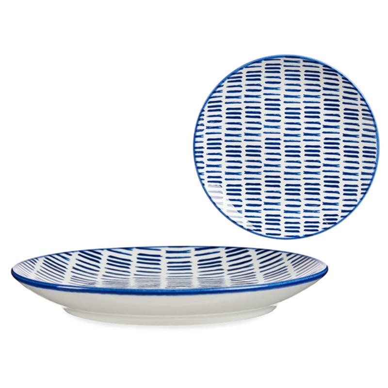 PLATO POSTRE 20 CM DIBUJO LINEAS AZUL