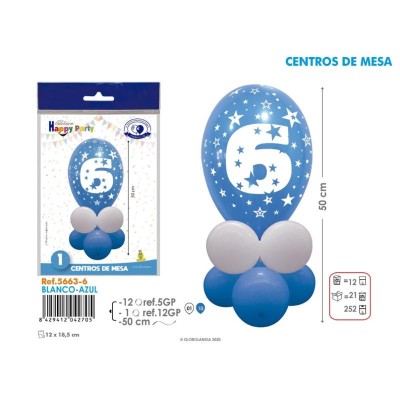 KIT CENTRO NUMERO 6 AZUL/BLANCO