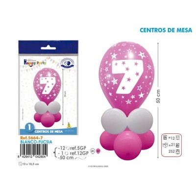 KIT CENTRO NUMERO 7 FUCSIA/BLANCO