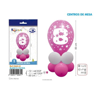 KIT CENTRO NUMERO 8 FUCSIA/BLANCO