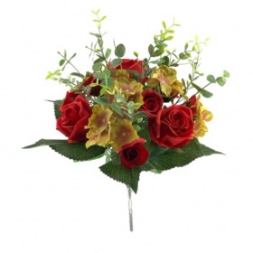 BOUQUET ROSAS HORTENSIAS ROJO