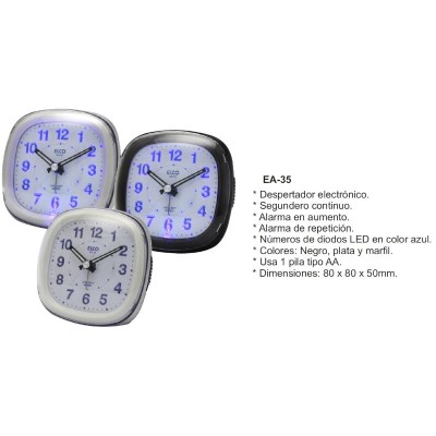 DESPERTADOR ANALOGICO SEGUNDERO CONTINUO LUMINISC