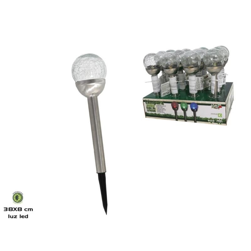 LAMPARA SOLAR BOLA CRISTAL 1LED CAMB COL