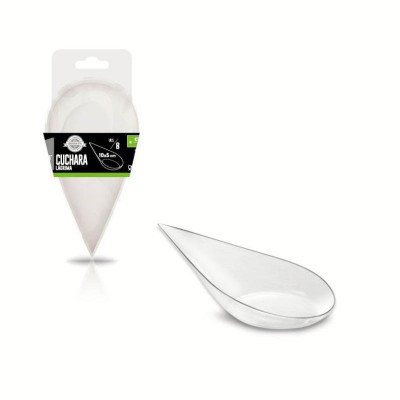 CUCHARA LAGRIMA TRANSPARENTE FINGER FOOD 10X5 CM 8 UD