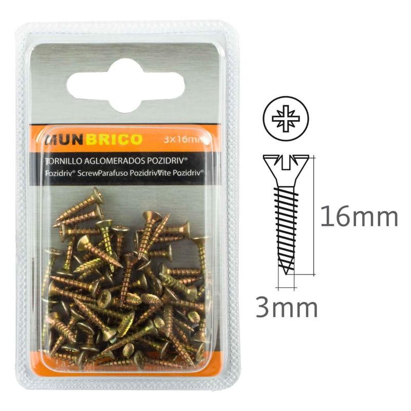 TORNILLO AGLOMERADOS 3 X 16 MM