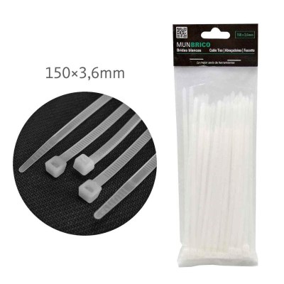 BRIDAS 150X3.6 MM 40 PC BLANCO