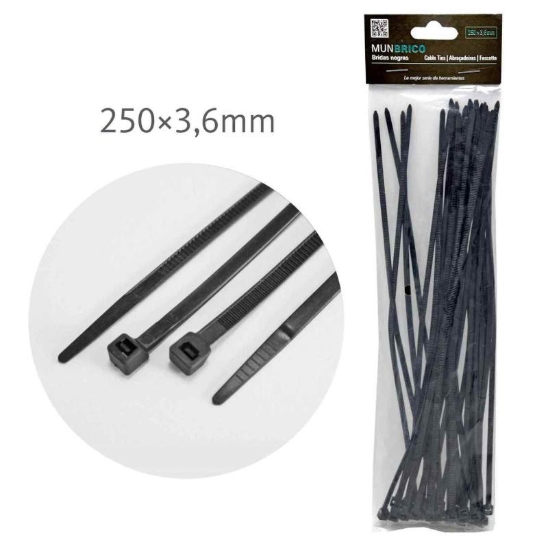 BRIDAS 250 X 3.6 MM 30 PC NEGRO