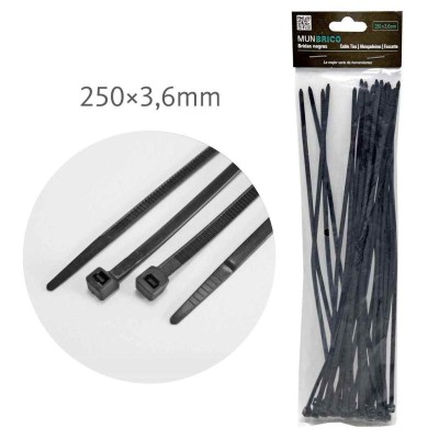 BRIDAS 250 X 3.6 MM 30 PC NEGRO