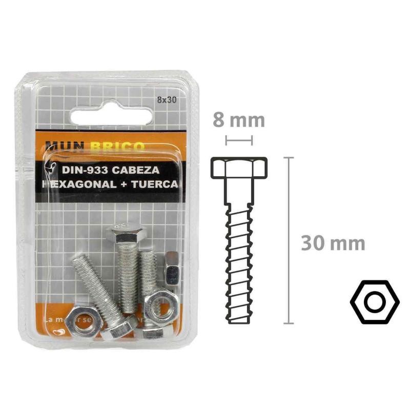 CABEZA HEXAG. + TUERCA 8X30 MM