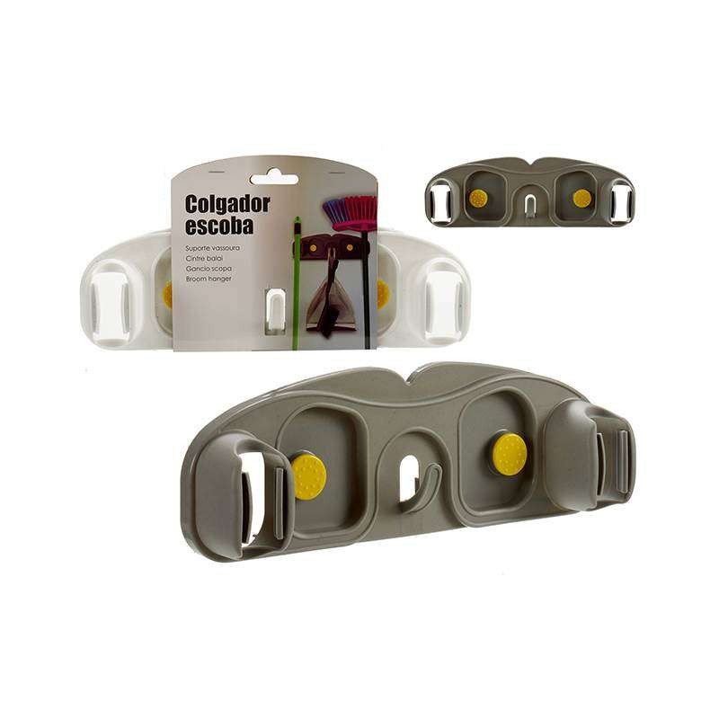 COLGADOR ESCOBAS PLASTICO SURT 2 COLORES          